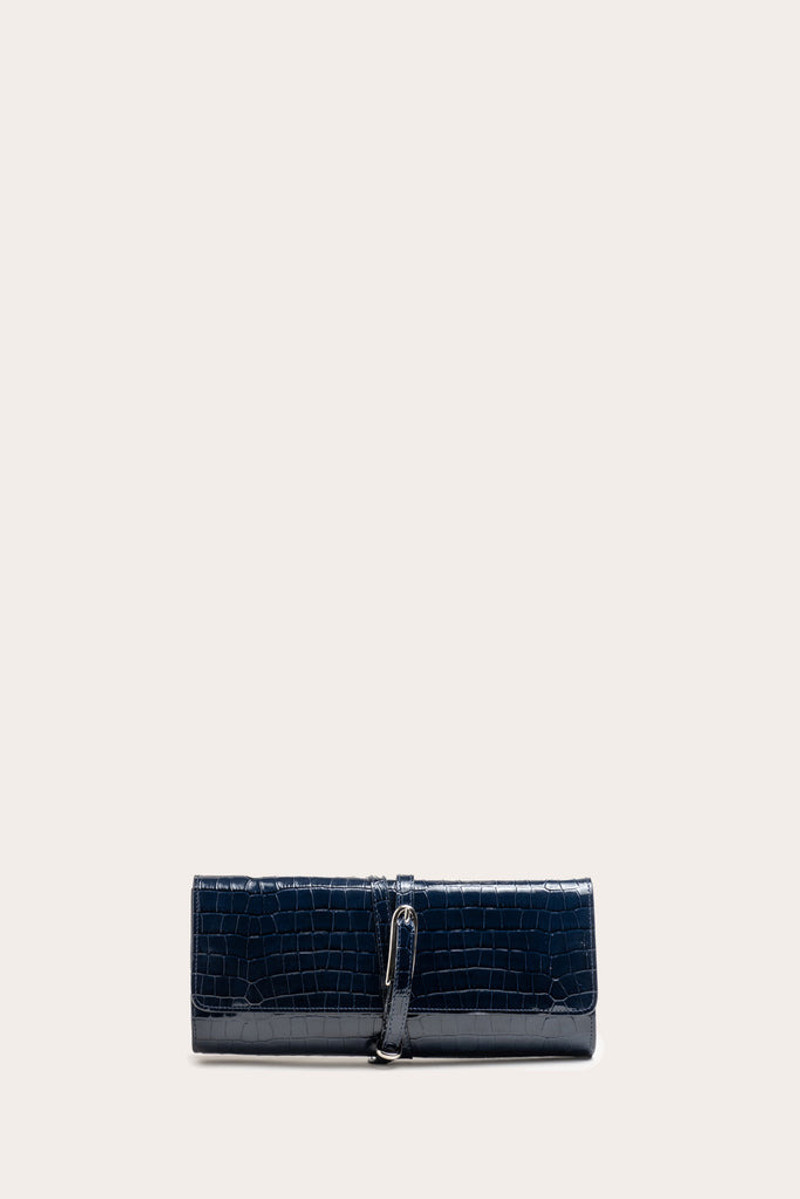 BELTED CLUTCH NAVY CROC 1