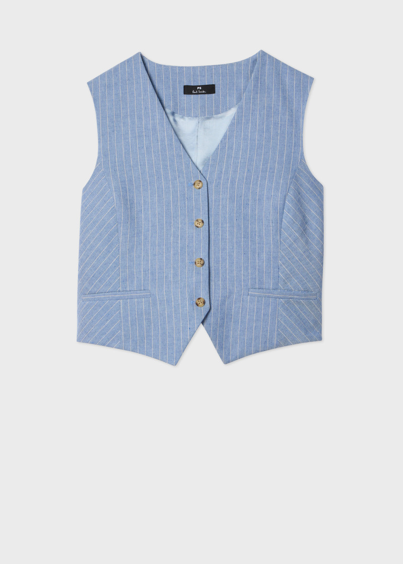 Women's Light Blue Pinstripe Waistcoat 1