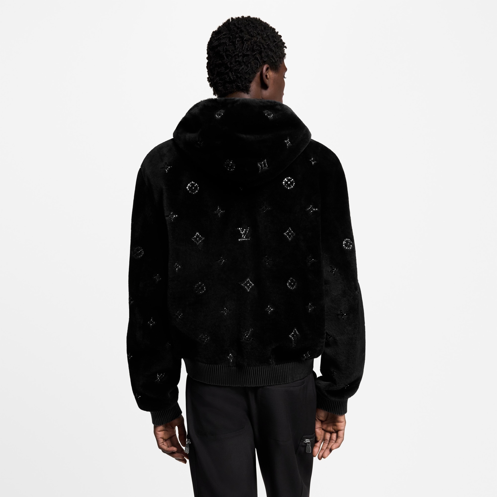 Monogram Embellished Shearling Hoodie - 5