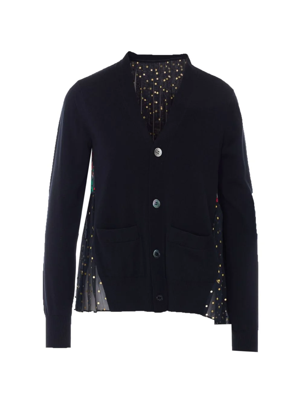 floral-print pleated buttoned cardigan - 1
