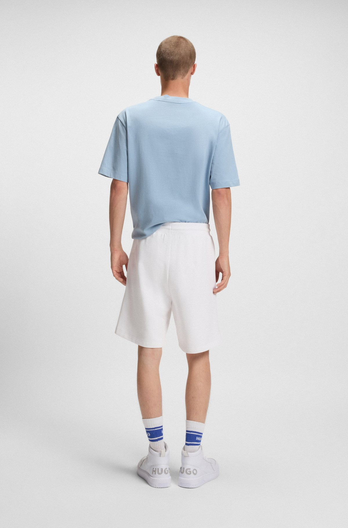 COTTON-TERRY SHORTS WITH HAPPY HUGO LOGO - 5