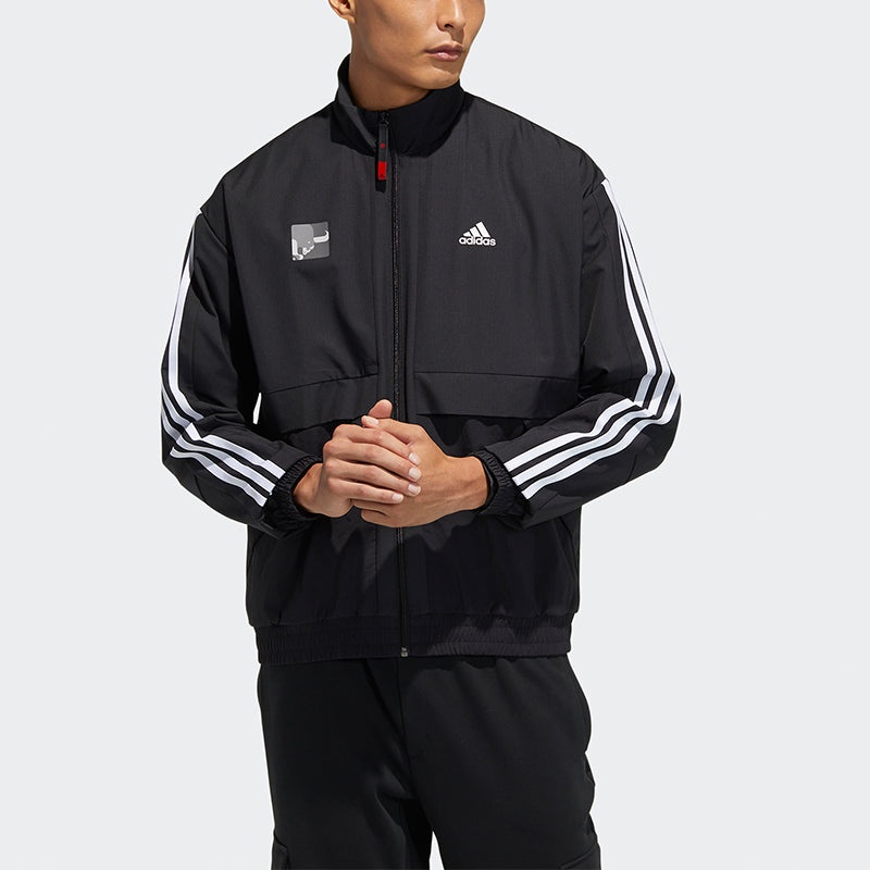 adidas Cny Jkt South Fleece Lined Stay Warm Stand Collar Sports Jacket Black GP1823 - 3