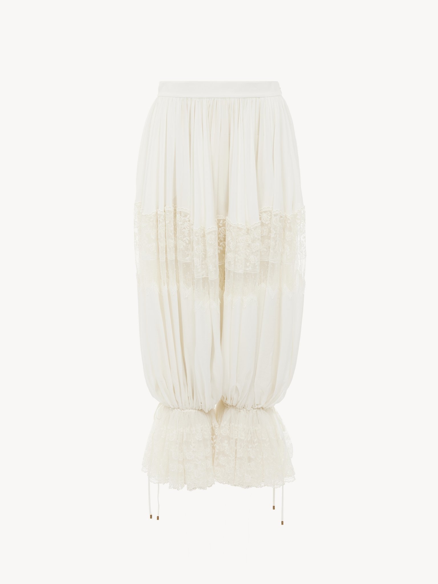 FLUID CROPPED PANTS IN SILK CHARMEUSE & LACE - 2