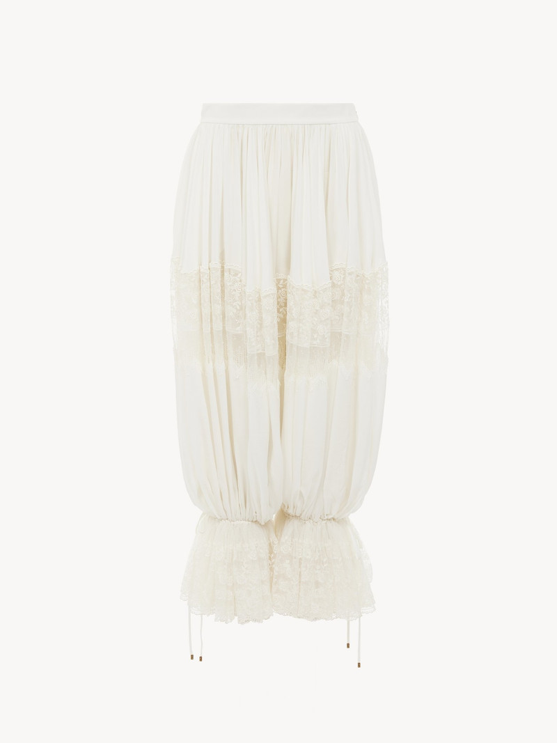 Chloé FLUID CROPPED PANTS IN SILK CHARMEUSE & LACE outlook
