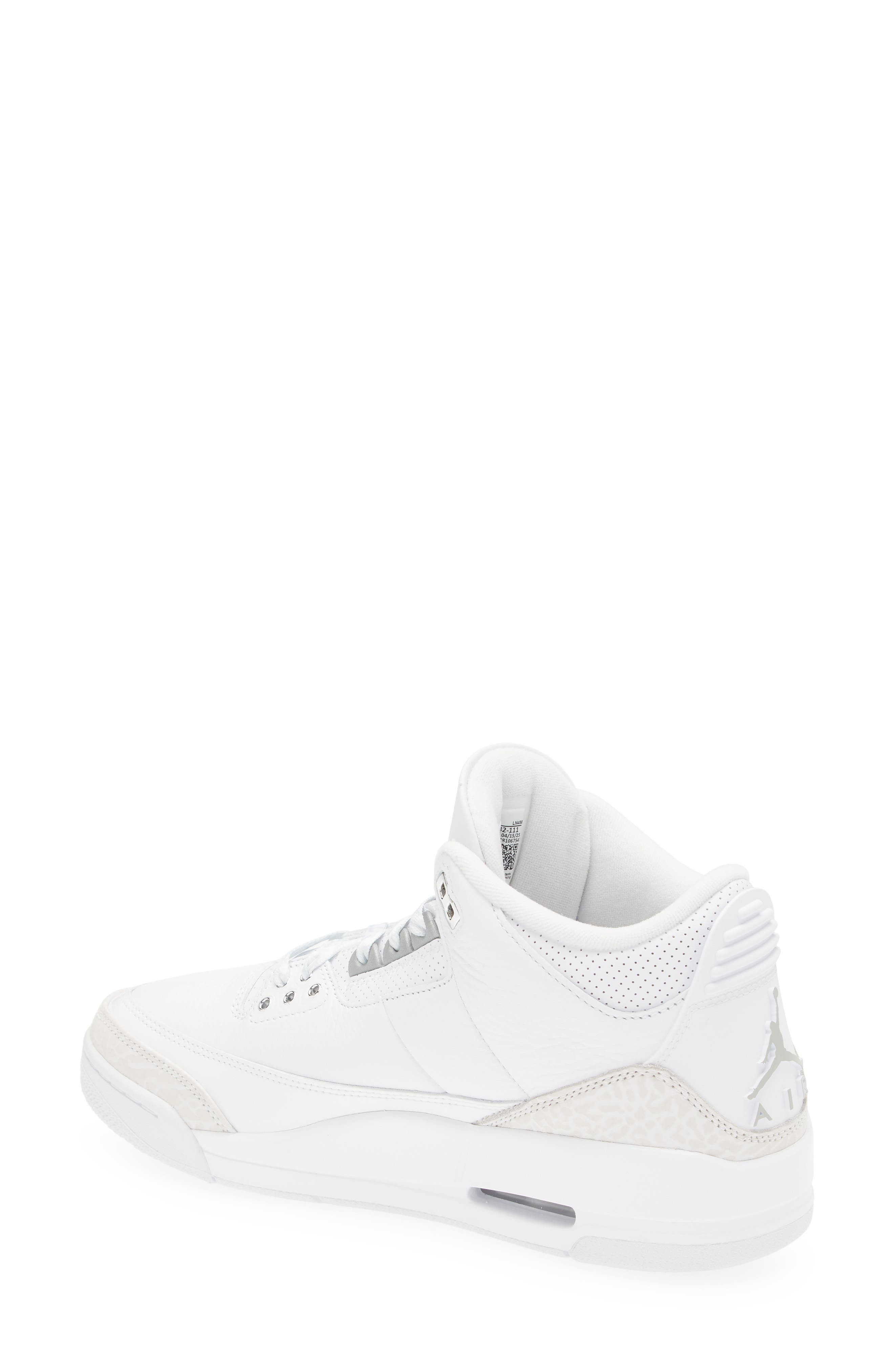 Air Jordan 3 Retro Basketball Sneaker in 111 White/m Silv at Nordstrom - 2