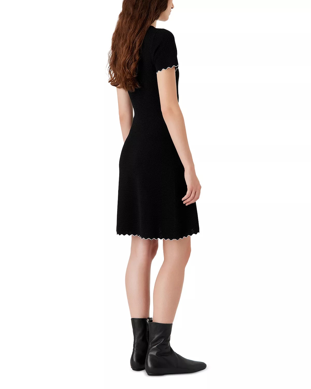 Scallop Trim Buckled Knit Dress - 4