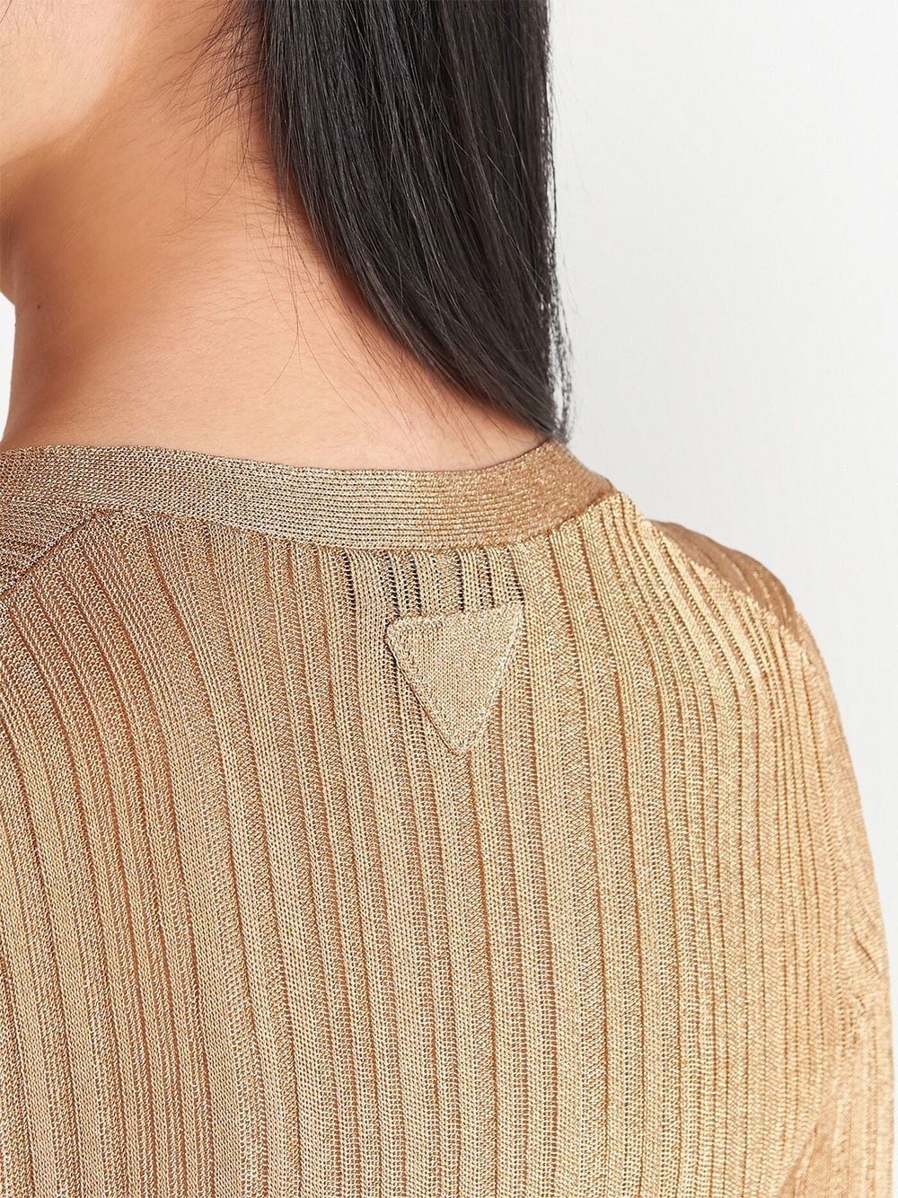 lamé V-neck cardigan - 4