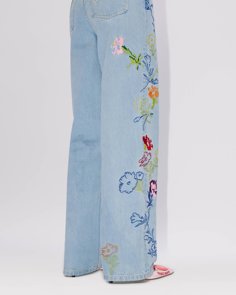 Sumire 'KENZO Drawn Flowers' embroidered cropped jeans 6