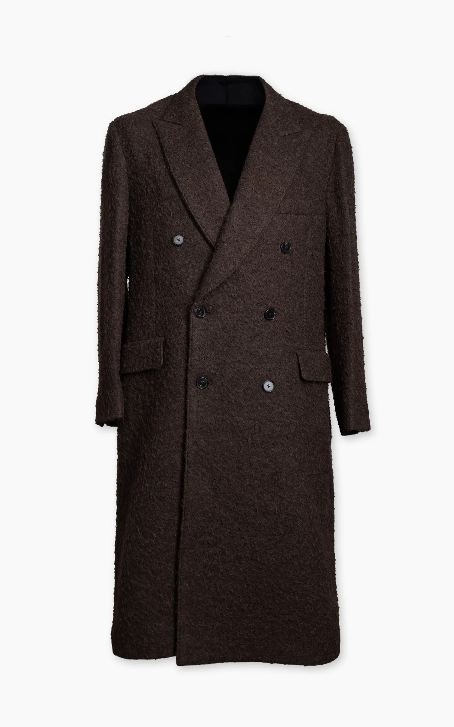 KAPTAIN SUNSHINE DOUBLE-BREASTED COAT NAPPING WOOL CLOTH TOP BROWN - 1