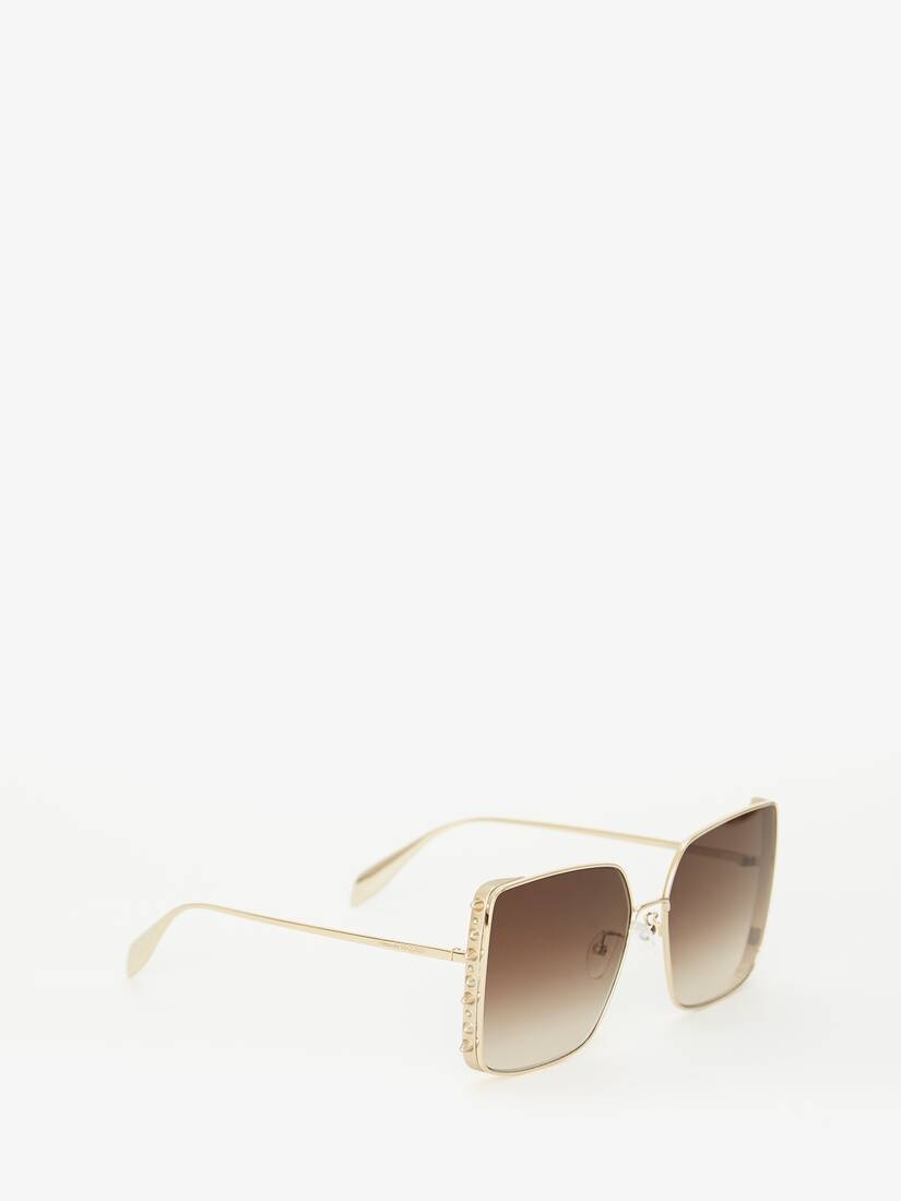 Punk Stud Square Sunglasses in Gold - 3