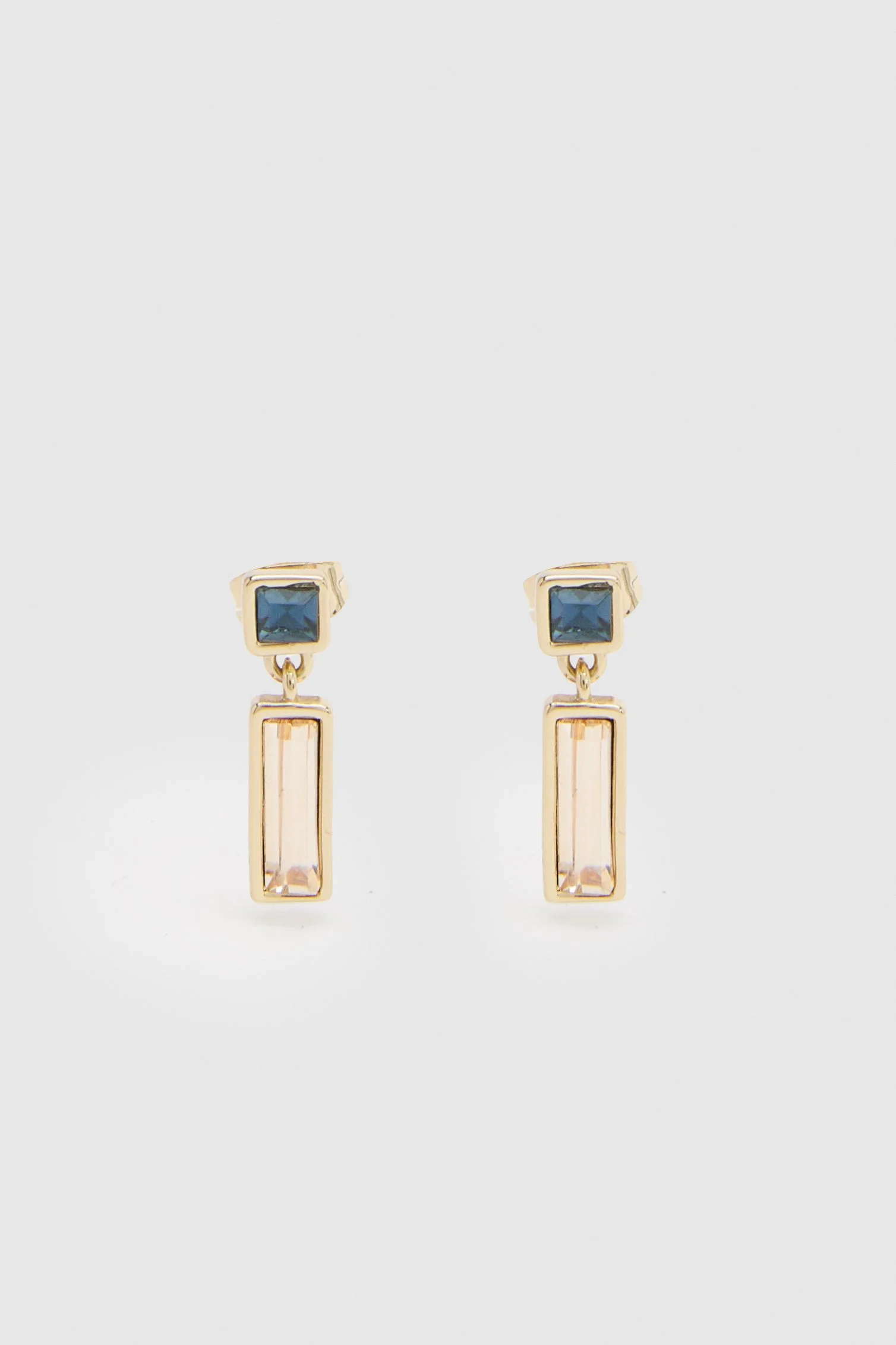 Crystal Baguette Drop Earrings - 1