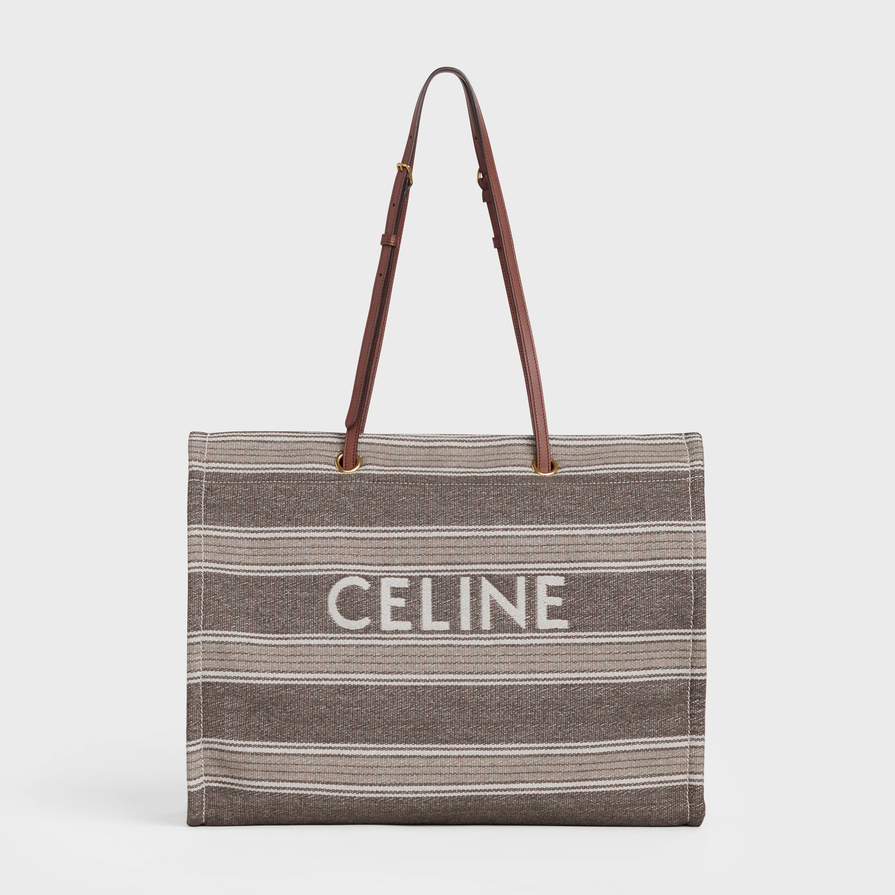 SQUARED CABAS CELINE IN STRIPED JACQUARD AND CALFSKIN - 1