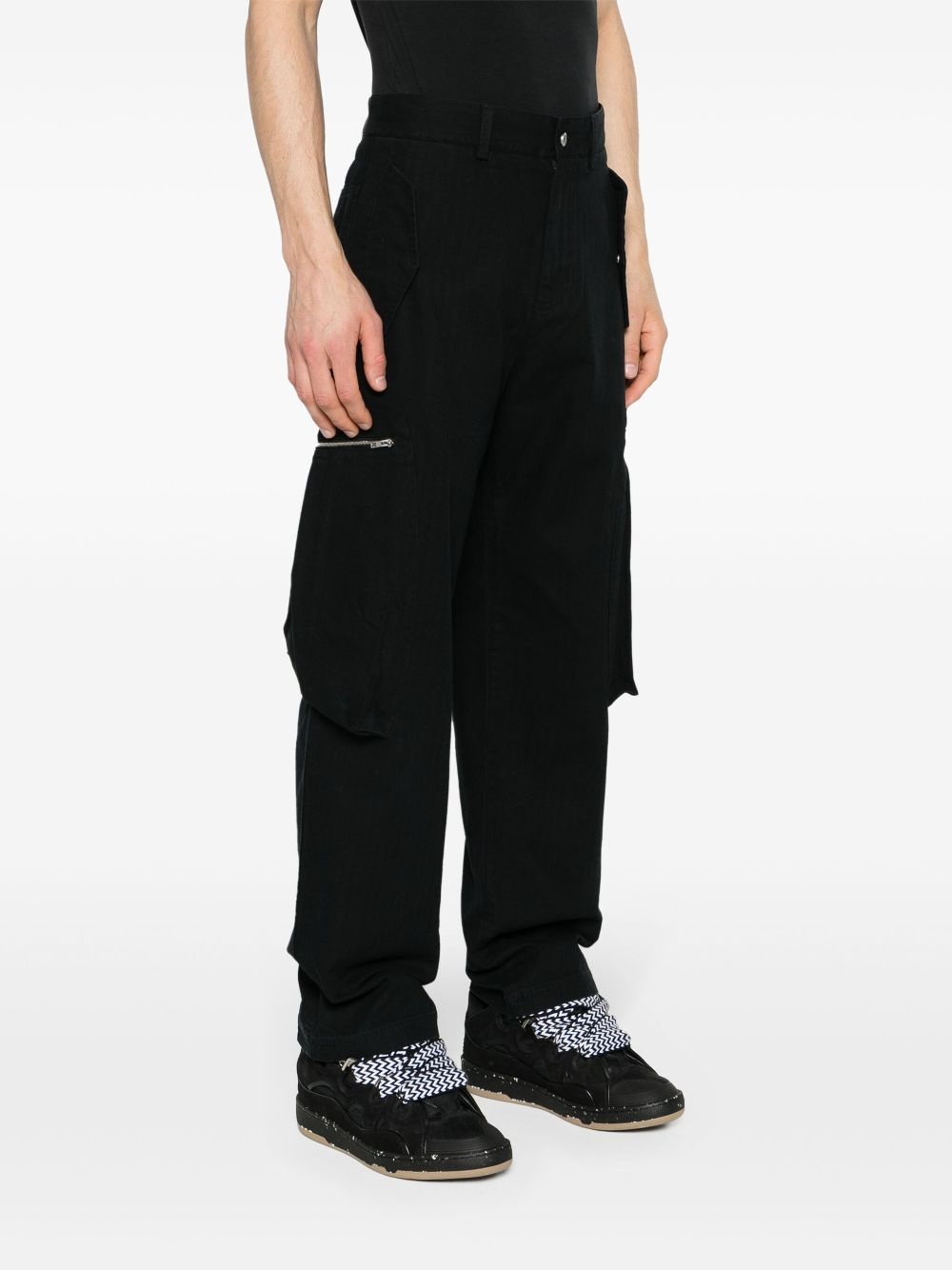 herringbone straight-leg trousers - 3