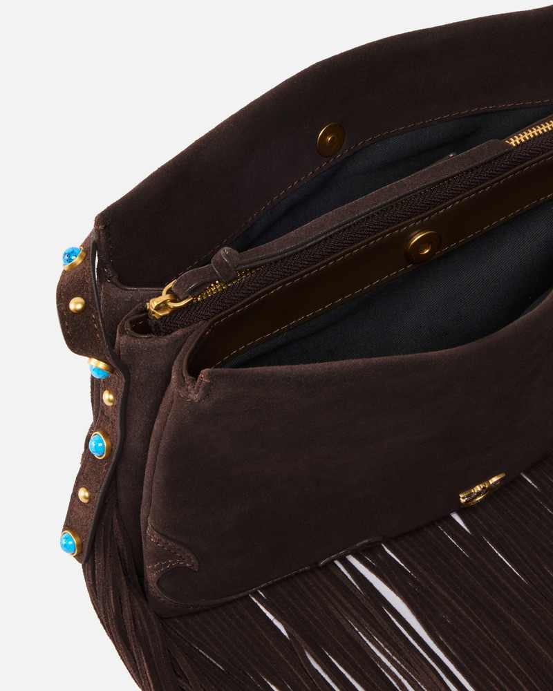 ONE, TWO, THREE BAG SMALL CROSSBODY BAG IN SUEDE WITH FRINGES 4
