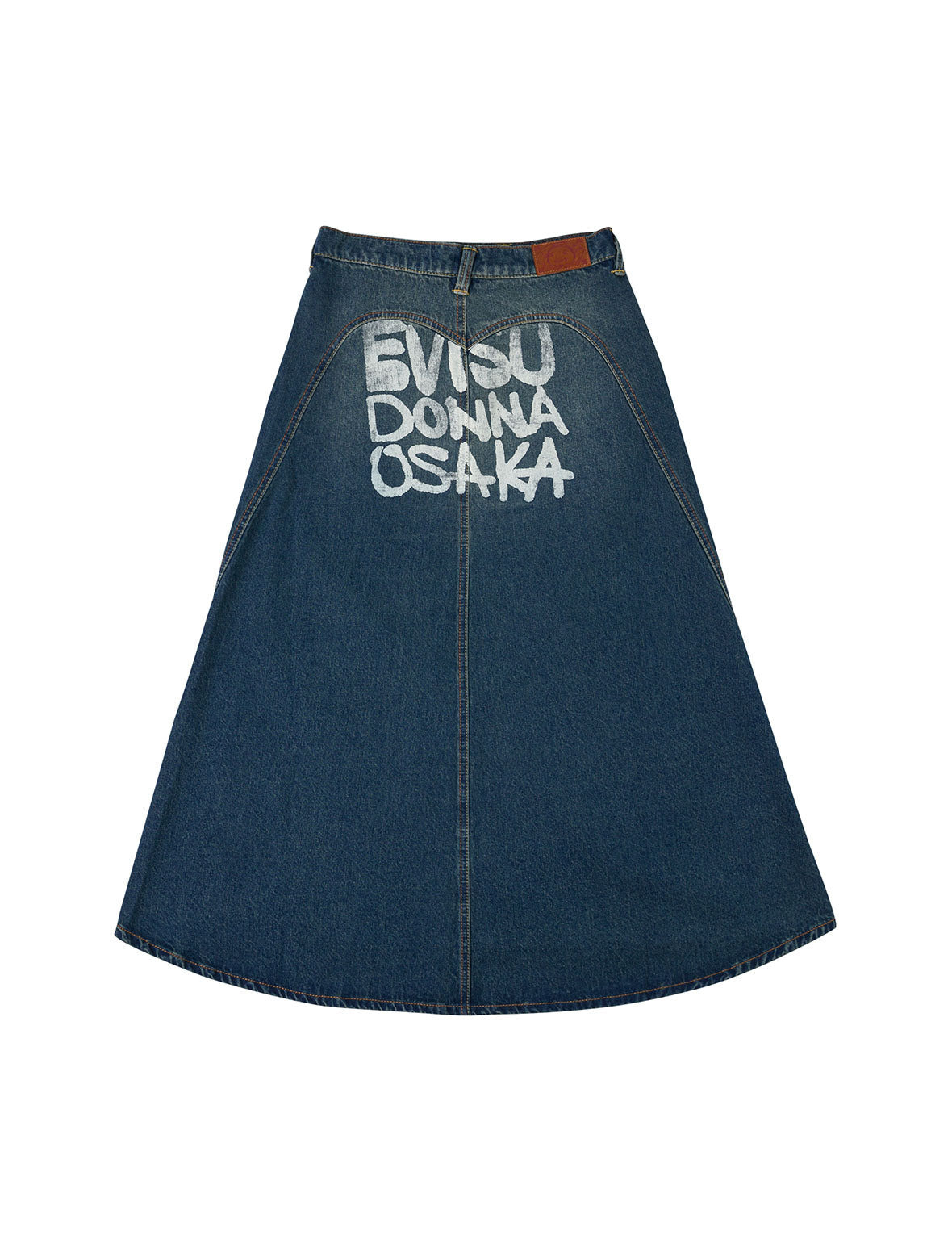 Slogan Print Fashion Fit Washed Denim A-line Skirt - 9
