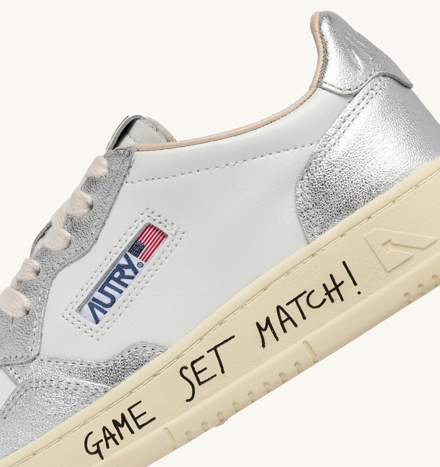 MEDALIST LOW SNEAKERS IN WHITE AND SILVER LEATHER WITH LETTERING - 6
