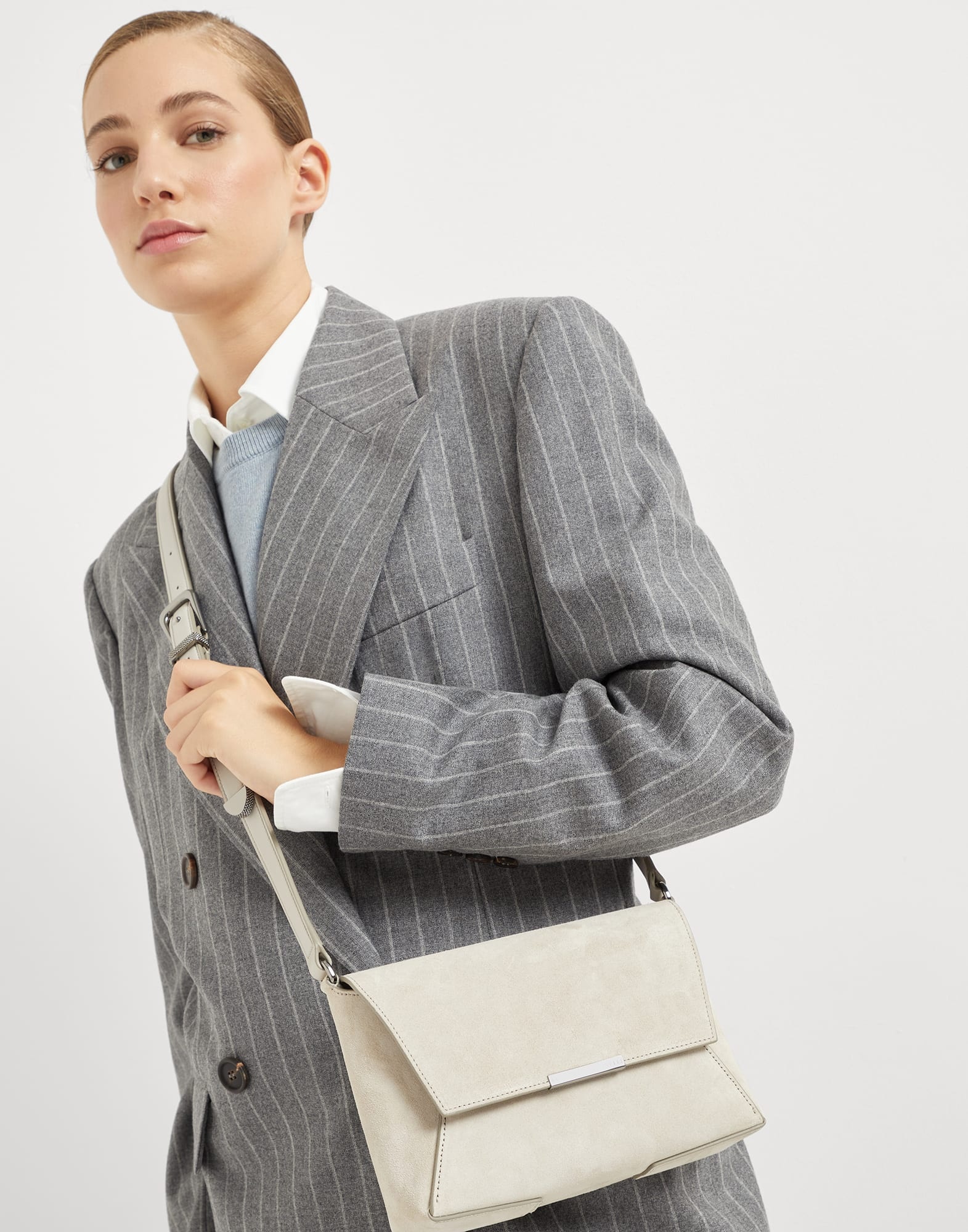 BC Duo messenger bag in sueded calfskin with monili - 4