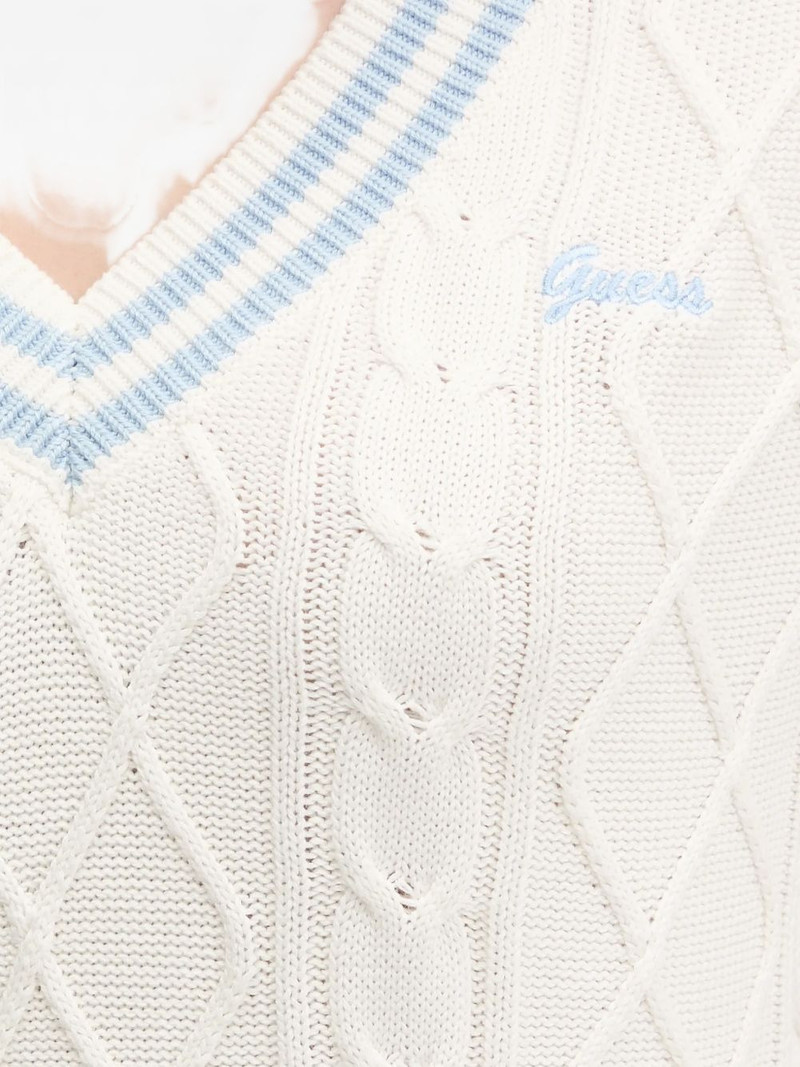 striped-trim cable-knit vest 5