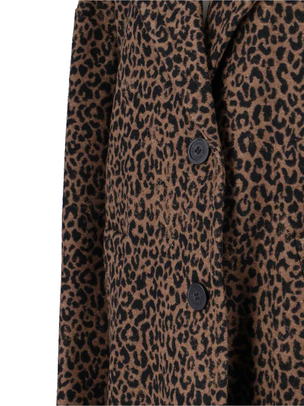 ANIMALIER PRINT SINGLE-BREASTED COAT - 4