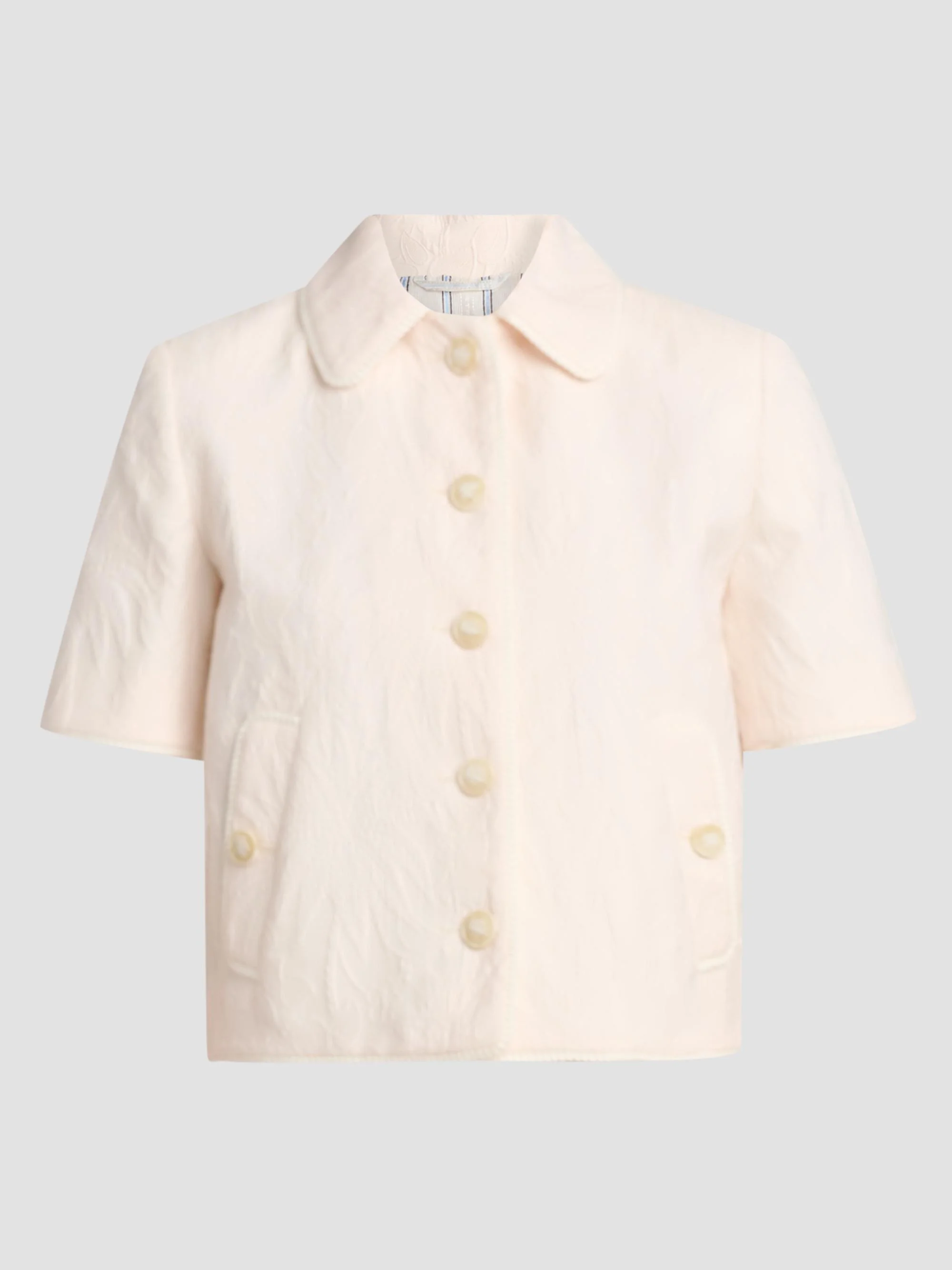 Women's Jacquard Short-Sleeve Jacket - Light Creamy White - 1