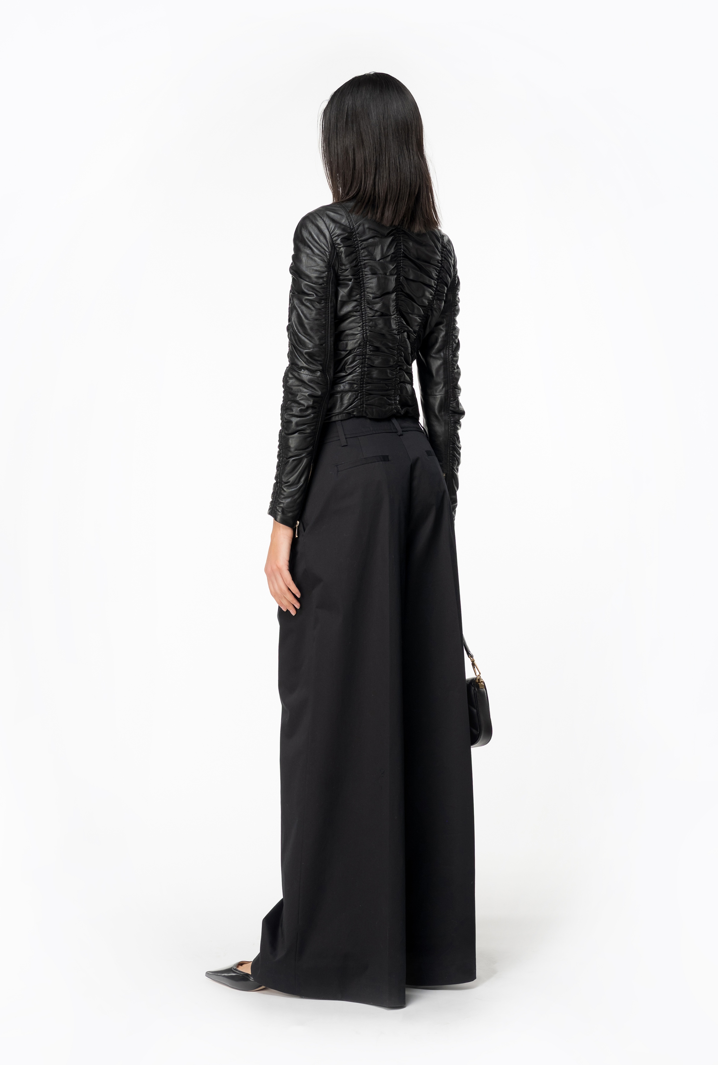 GATHERED NAPPA LEATHER JACKET - 5