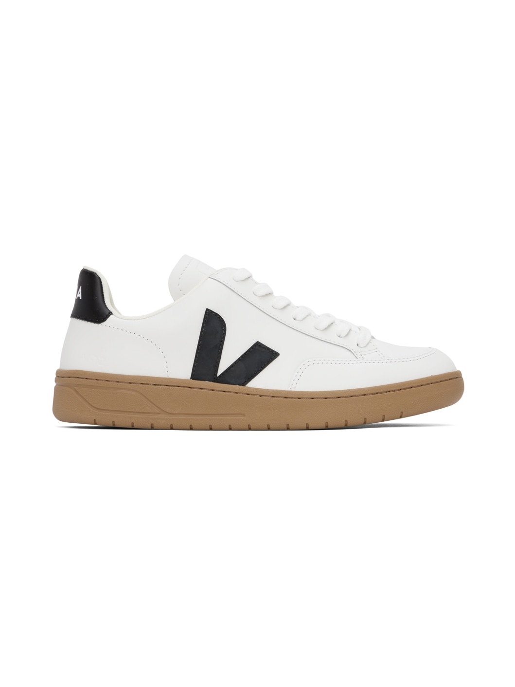 White & Black V-12 Leather Sneakers - 1