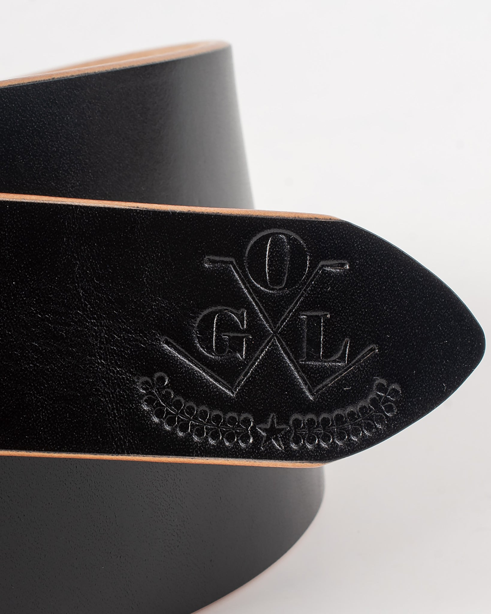 OGL-BELT-DPGAR-BLK OGL Double Prong Garrison Buckle  Leather Belt - Hand-Dyed Black - 6