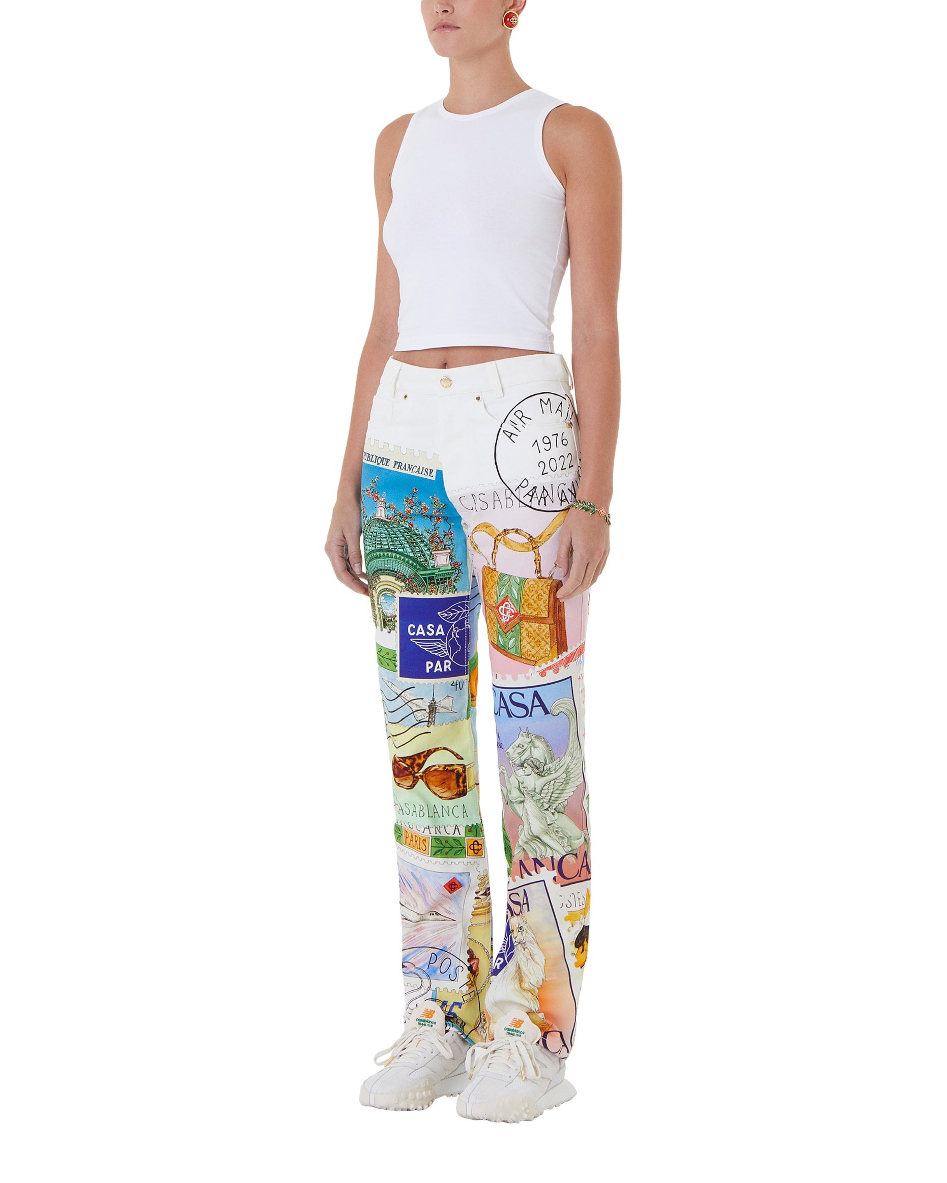 Souvenirs De Vacances Printed Straight Leg Jeans - 5