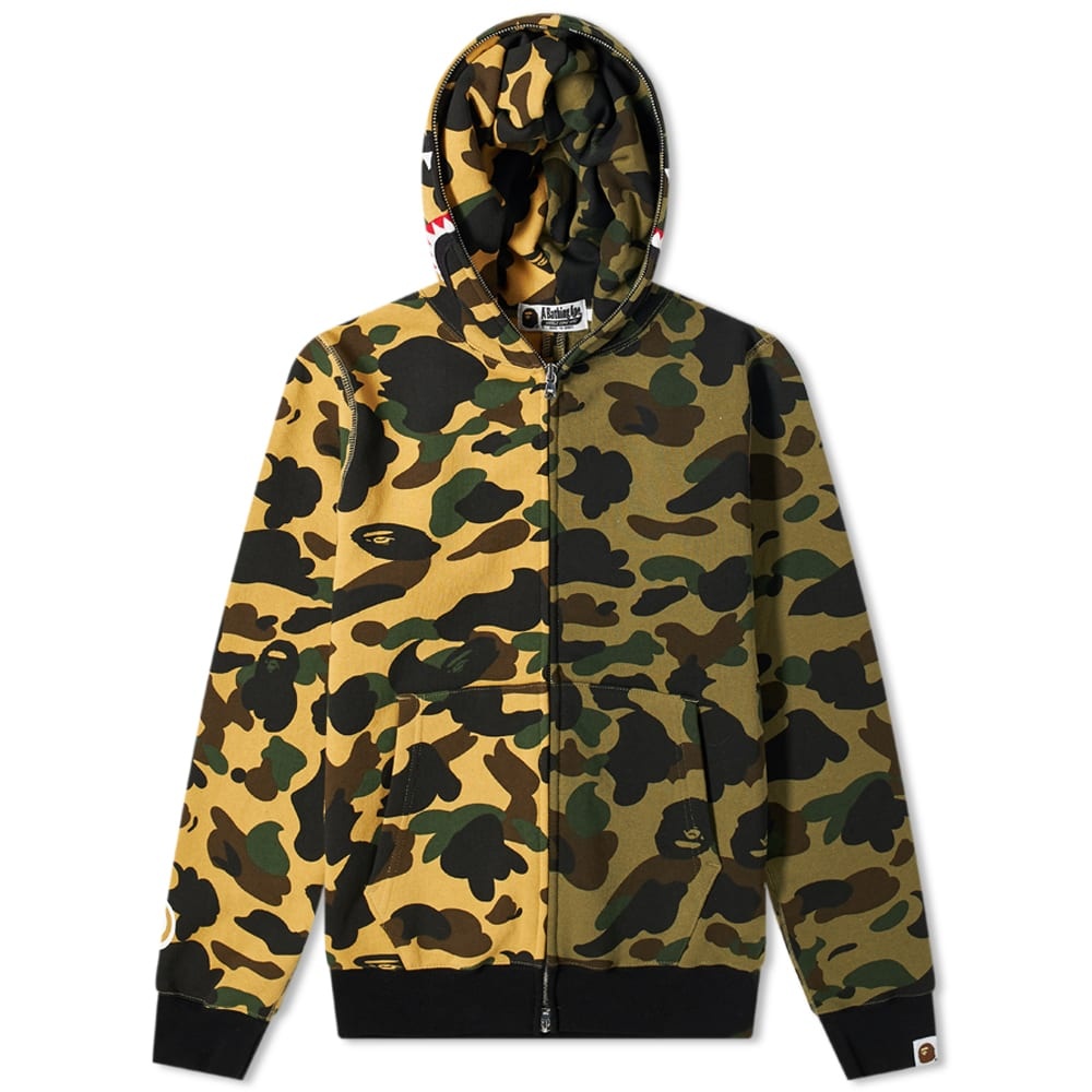 A Bathing Ape 1st Camo Half Shark Zip Hoody - 3