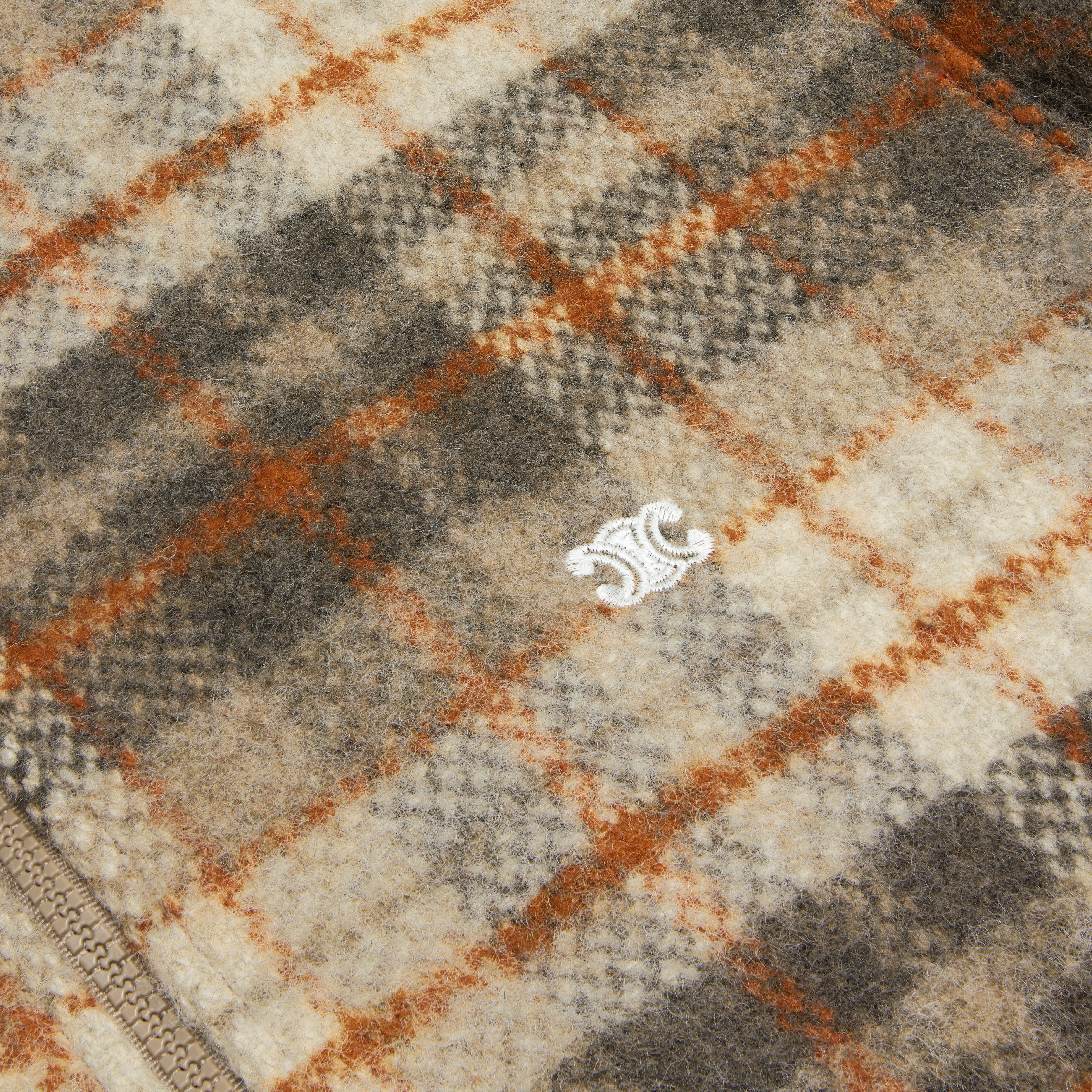 loose teddy jacket in brushed checked tweed - 4