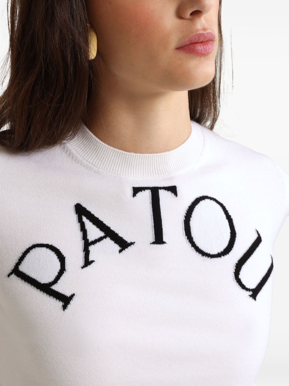 logo-jacquard cropped T-shirt - 5