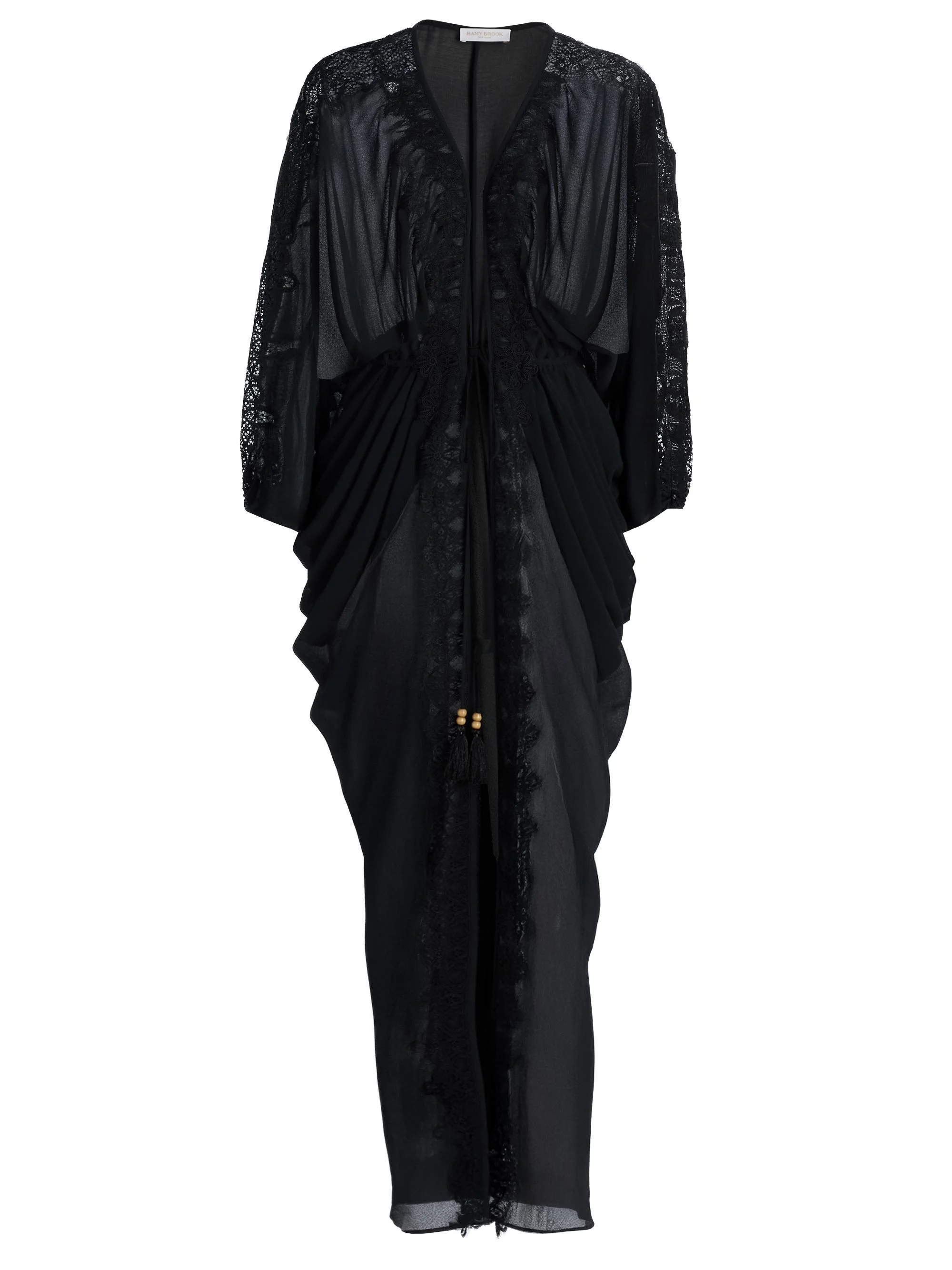 Women's Bernice Lace-Trim V-Neck Maxi Dress - Black - 1