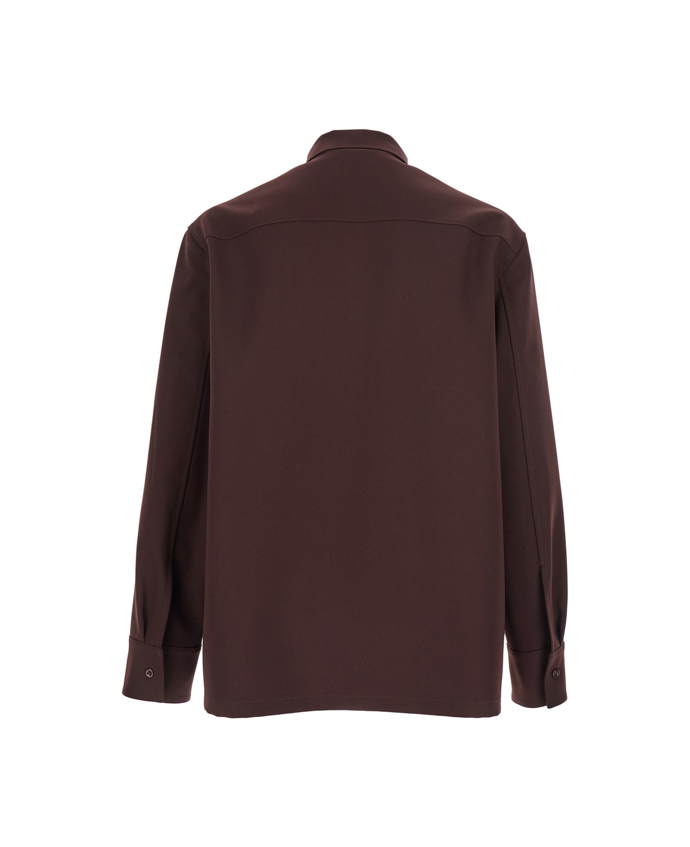 Bordeaux Shirt With Classic Collar And Front Zip Closure In Tech Fabric Man - 2