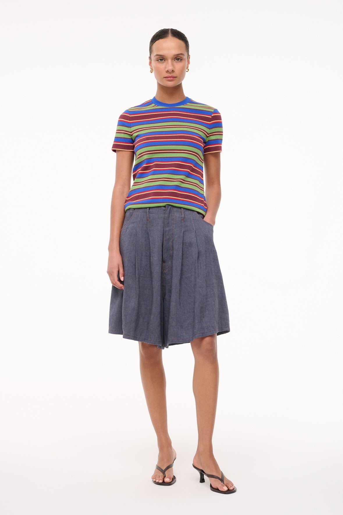 STAUD WEEKEND CREW TEE SPECTRUM STRIPE - 2