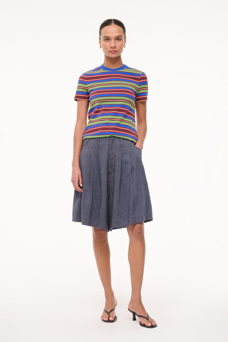 STAUD STAUD WEEKEND CREW TEE SPECTRUM STRIPE outlook