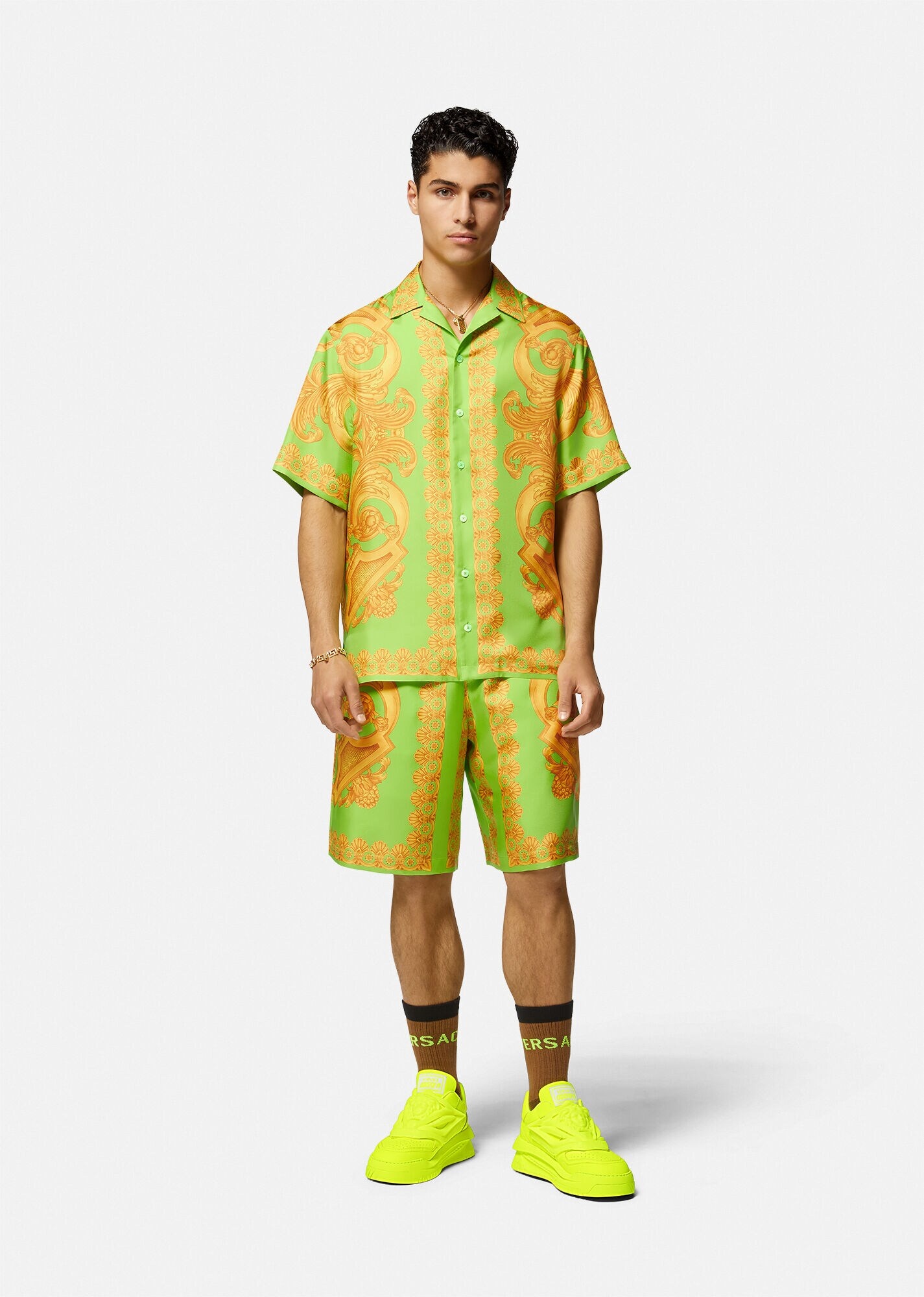 Men's 'barocco 660' Silk Pajama Shirt by Versace