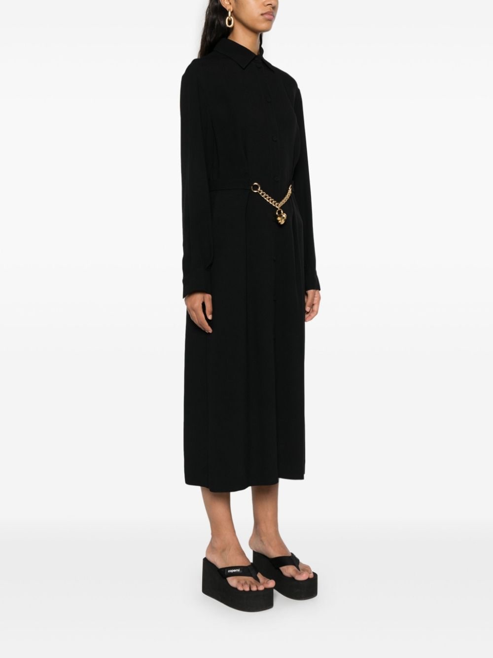 heart-padlock belted shirtdress - 3