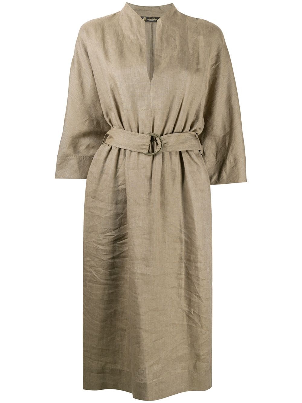 belted linen midi dress - 1