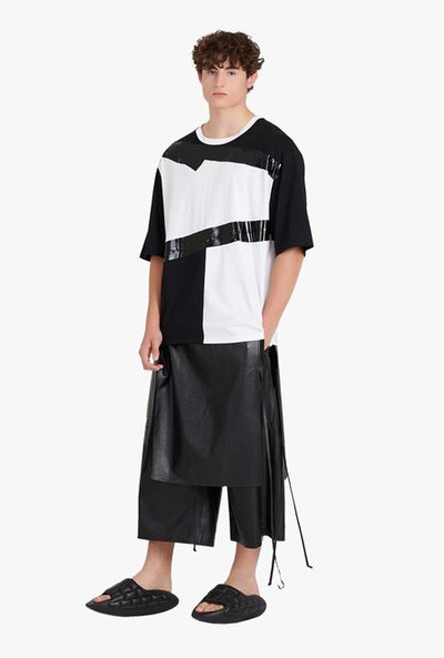 Balmain Oversized white and black eco-designed cotton T-shirt outlook