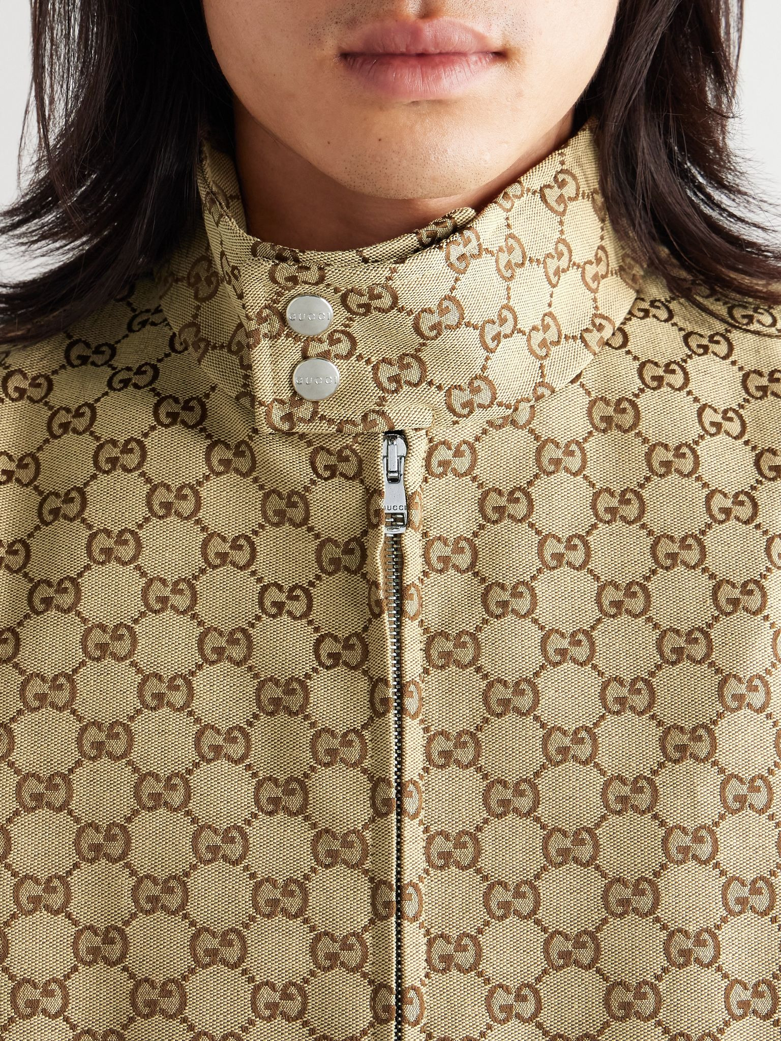 Monogrammed Cotton-Blend Canvas Bomber Jacket Brown - 6
