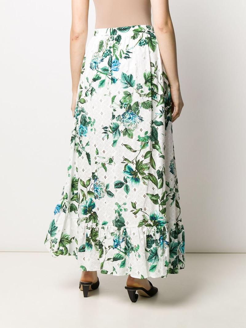 asymmetric ruffled floral print skirt 4