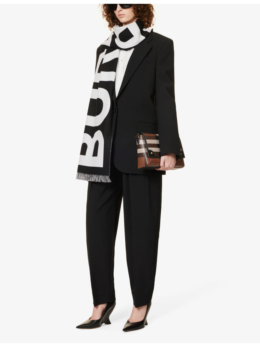 Logo-pattern wool football scarf - 2