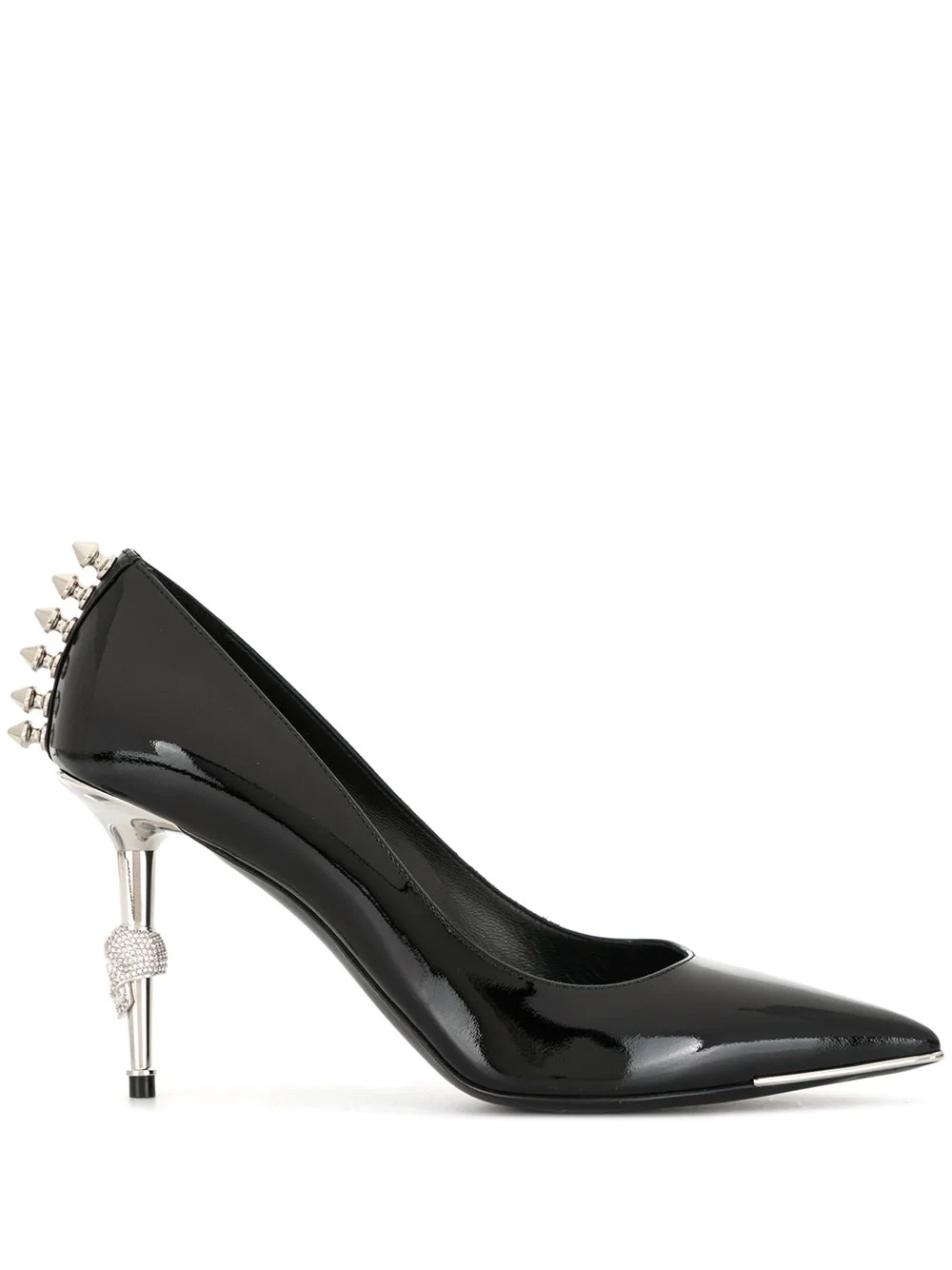 skull embellished stud detail pumps - 1