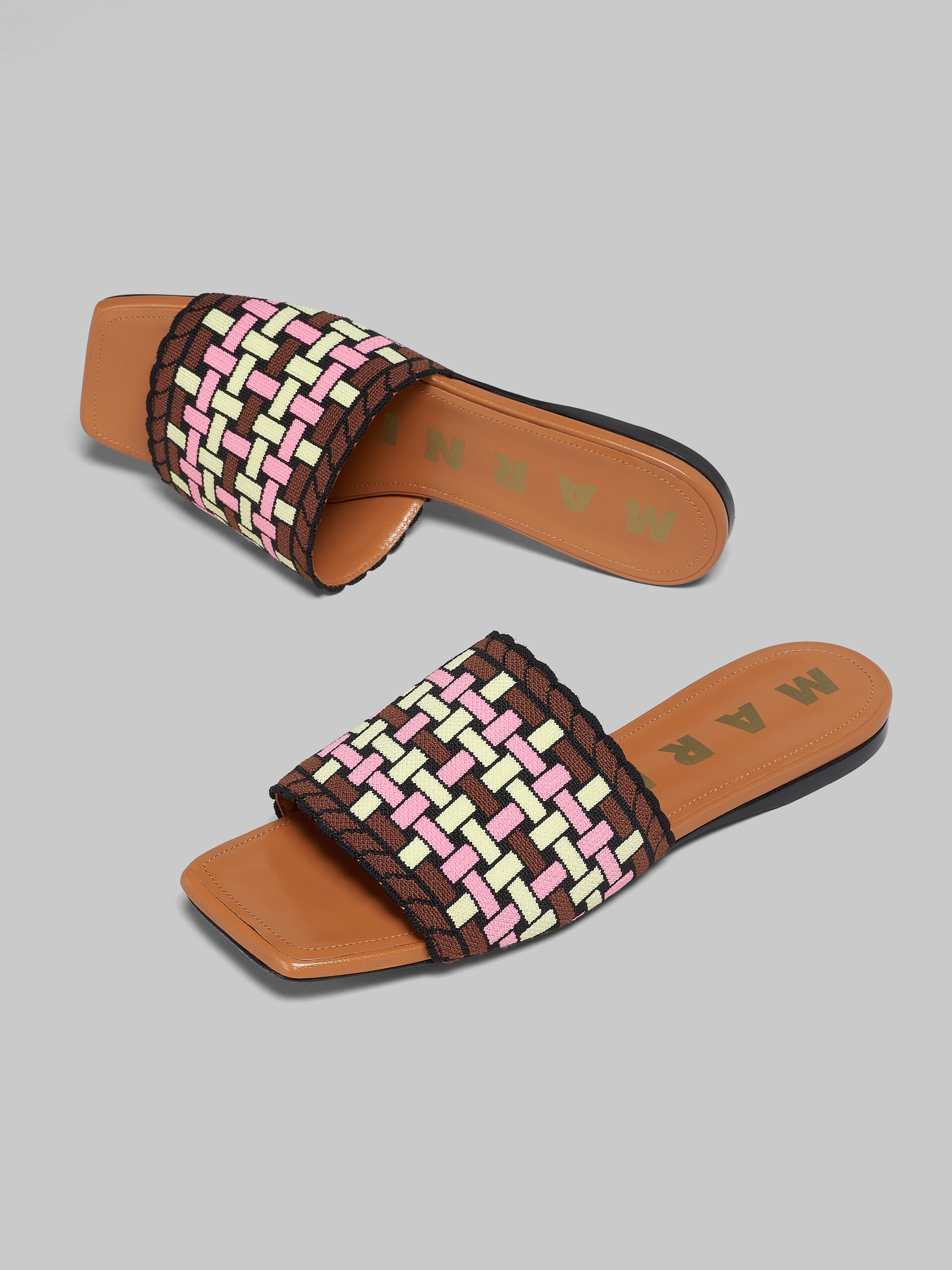 LIGHT YELLOW BROWN AND PINK JACQUARD SANDAL - 5