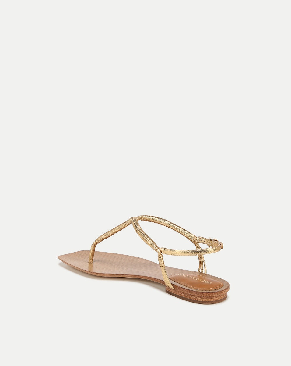 AMELIA T-STRAP METALLIC SANDAL - 4
