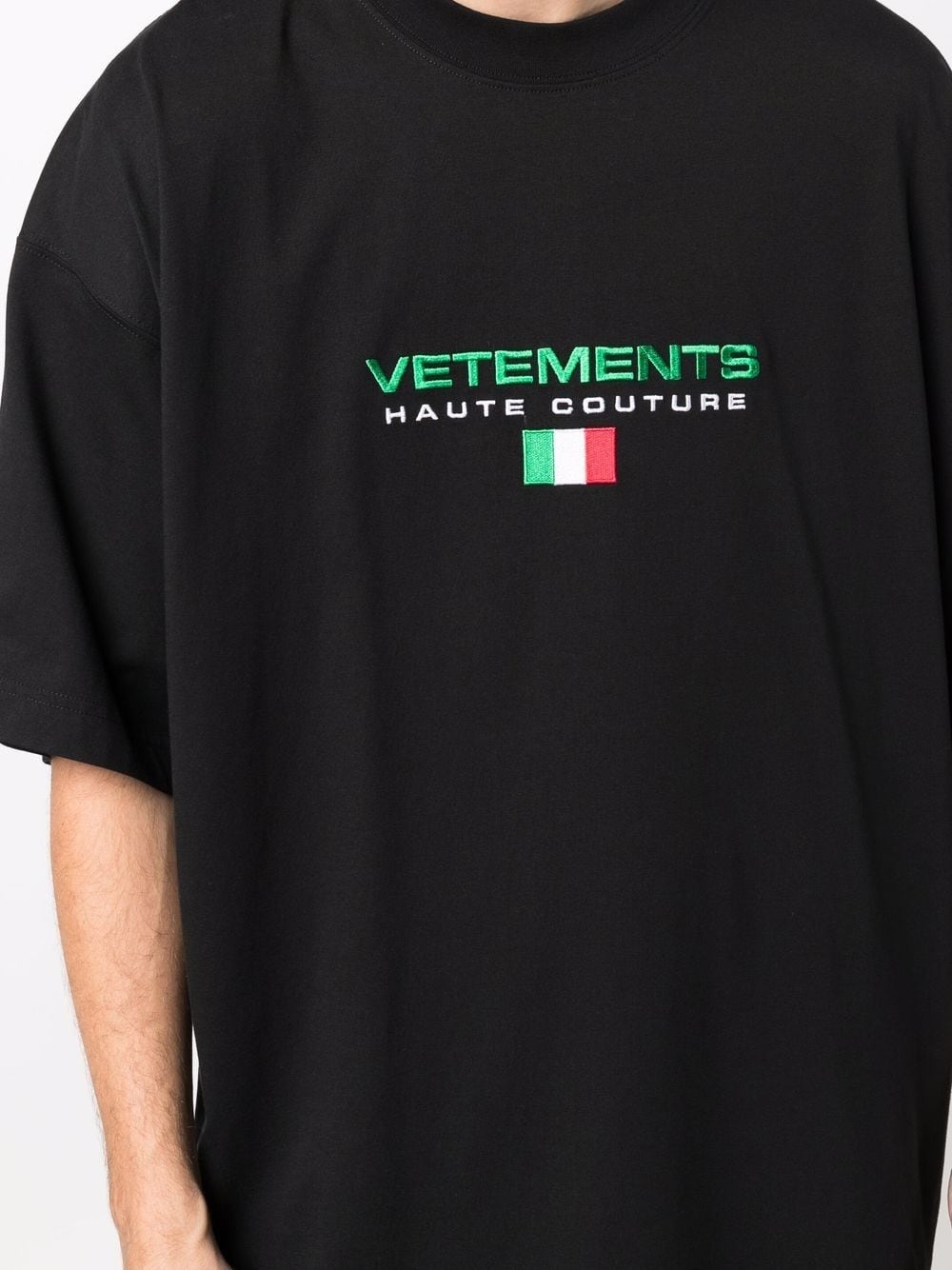 embroidered flag logo cotton T-shirt - 6