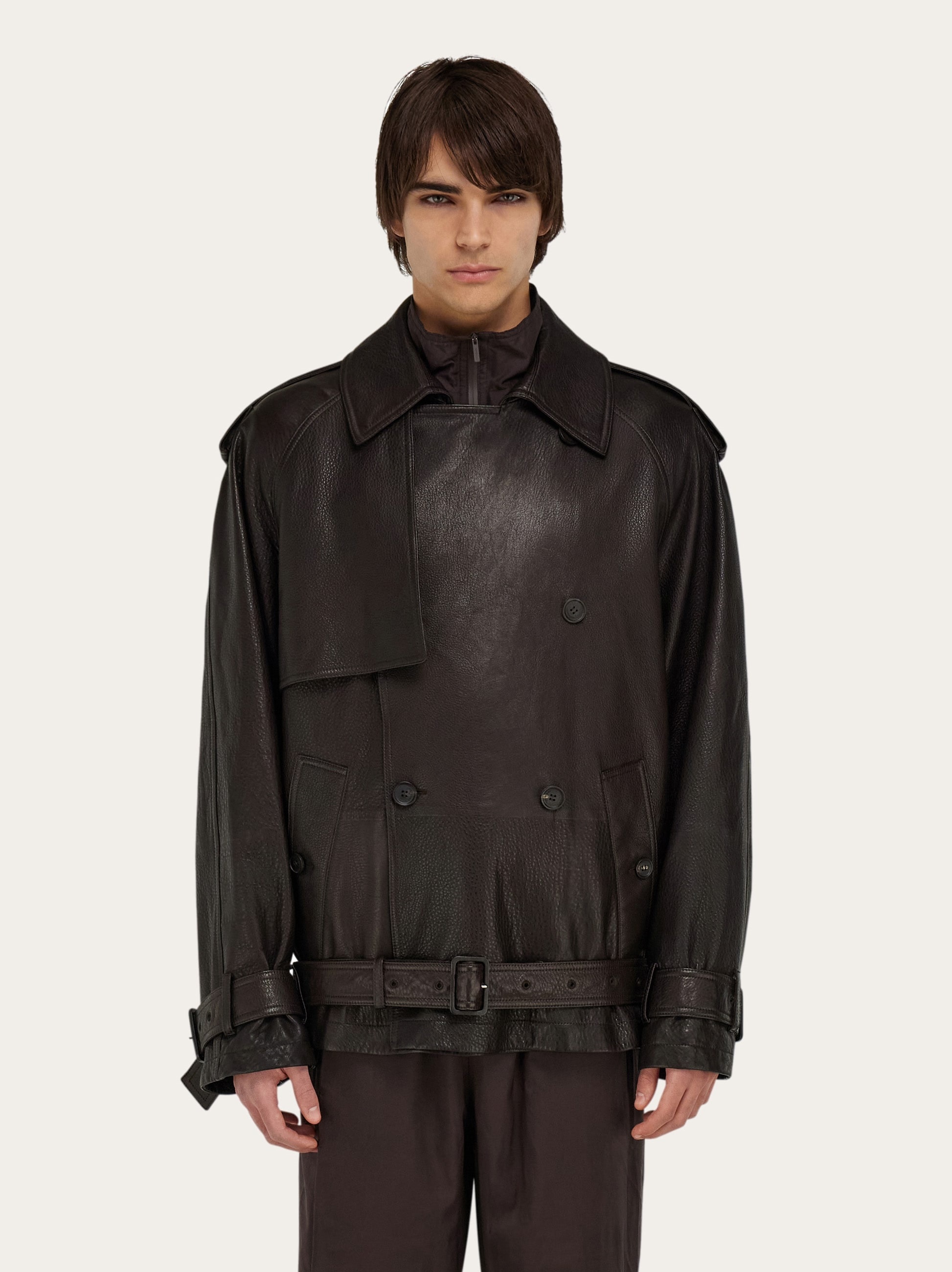 Textured leather jacket - 2