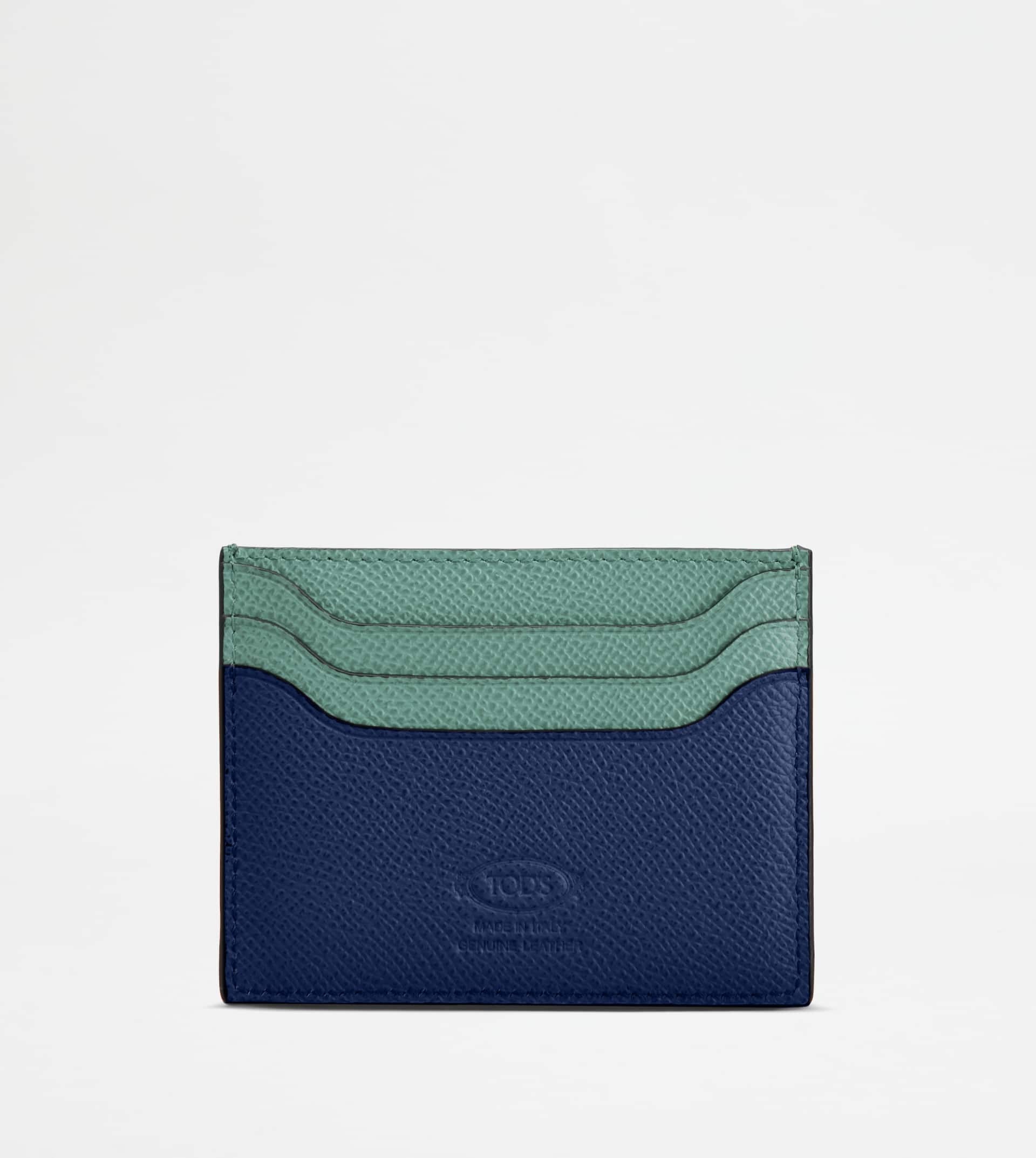 CARD HOLDER IN LEATHER - BLUE, TURQUOISE - 2