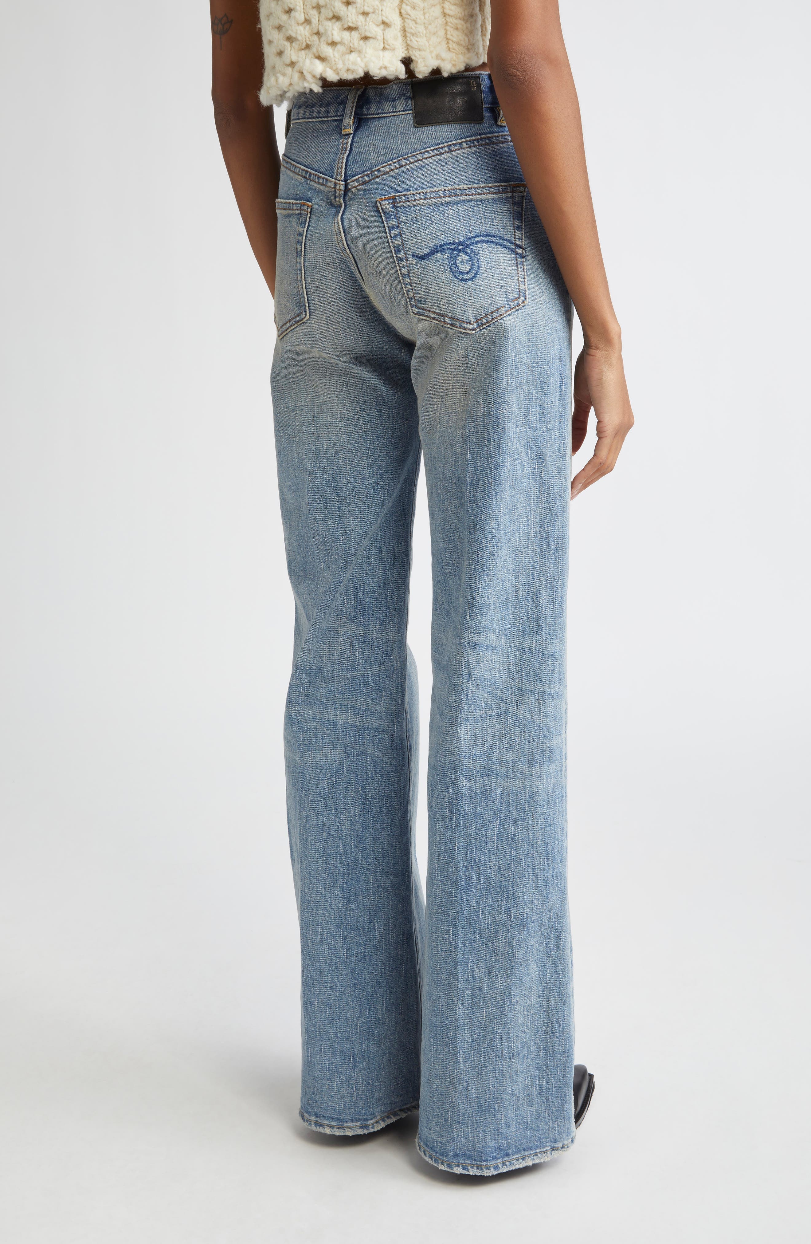 R13 Distressed Straight Leg Jeans in Patton Blue Stretch at Nordstrom - 2