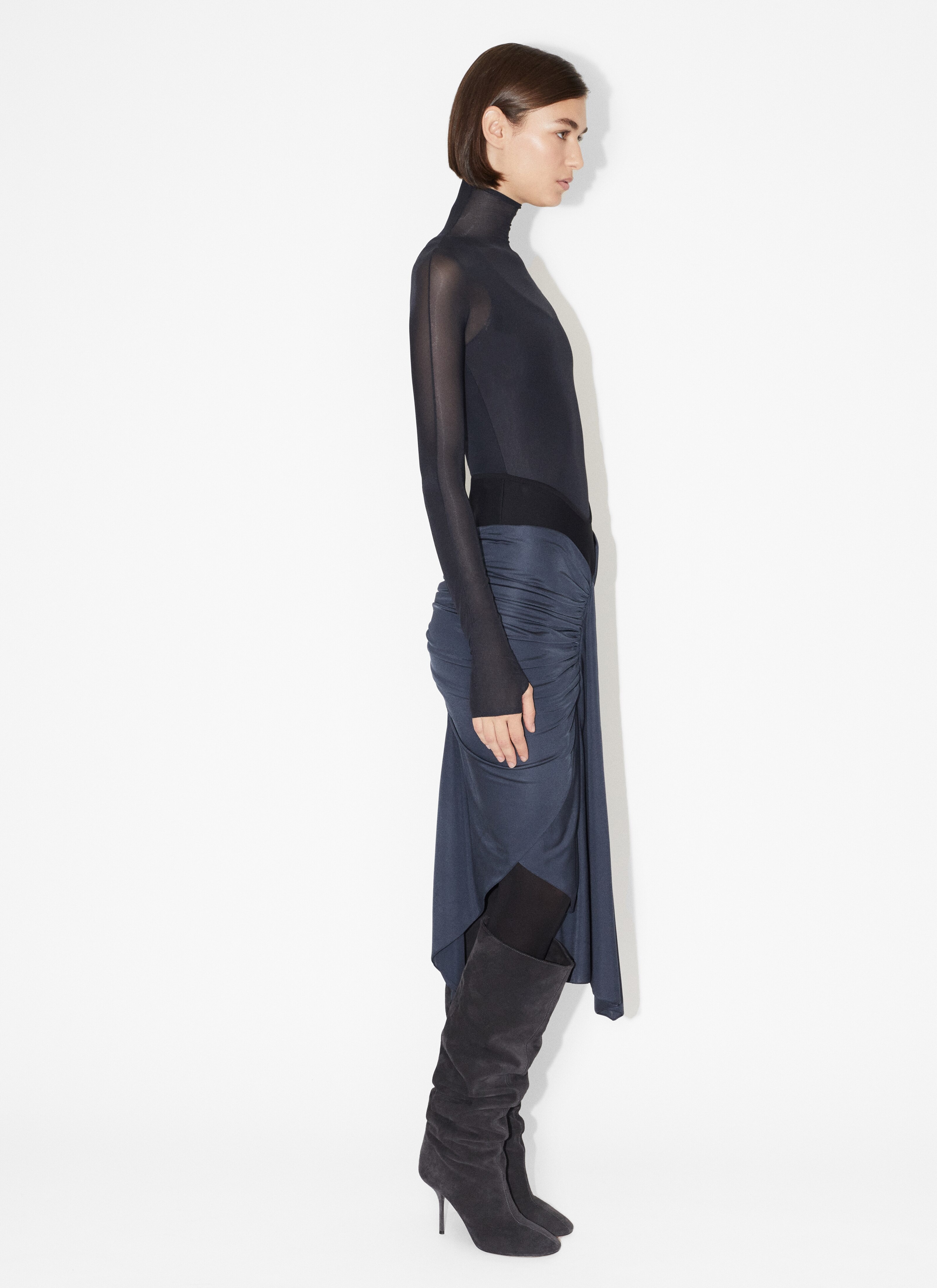 MIDI DRAPED ASYMMETRICAL SKIRT - 4